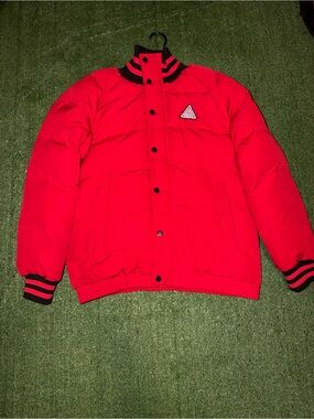 Black Pyramid Red Puffer Jacket
